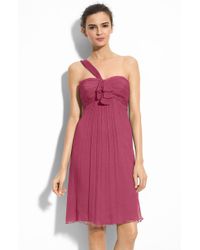 Amsale Crinkle Silk Chiffon One Shoulder Dress - Lyst