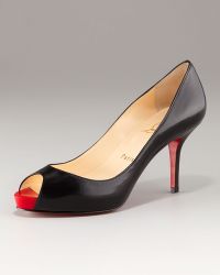 christian louboutin Mater Claude peep-toe pumps Tan and black pony ...  