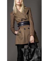 Burberry Fitted Wool Cashmere Pea Coat in Brown | Lyst