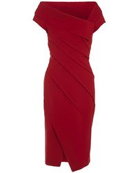 Donna Karan New York Sleeveless Ruched Dress in Red | Lyst