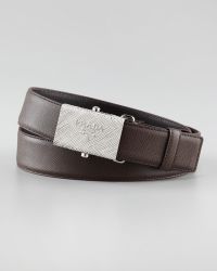 prada brown patent leather belt  