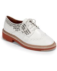 Free People Enfield Studded Saddle Shoes in White (black / white) | Lyst