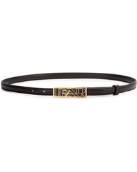 Prada Orchid Patent Leather Logo Buckle Skinny Belt in Pink | Lyst  