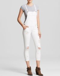 Guess Overalls - Carlie Slim In True White With Destroy