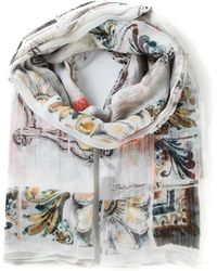 Dolce & Gabbana Printed Silk Twill Scarf in White (MULTI BLUE) | Lyst