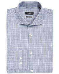 BOSS | Sharp Fit Plaid Dress Shirt | Lyst