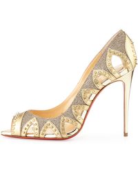 Christian louboutin \u0026#39;galu\u0026#39; Laser Cut Half D\u0026#39;orsay Pump in Gold ...