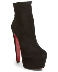 Christian louboutin Half-D\u0026#39;Orsay Leather Red-Soled Boots in Black ...