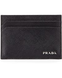 Prada Black Leather Zip Pouch Card Holder in Black for Men | Lyst  
