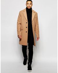 ASOS | Wool Rich Overcoat In Camel | Lyst