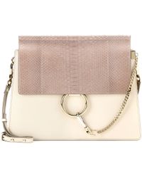 Chlo Faye Leather And Suede Shoulder Bag in Pink (PINK \u0026amp; PURPLE ...