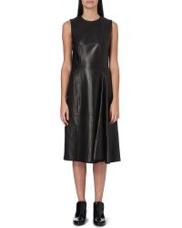 The Row Filpen Paneled Leather Dress in Black | Lyst
