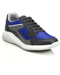 Prada Prada Sport Pumice Suede and Fabric Trim Sneakers in Gray | Lyst