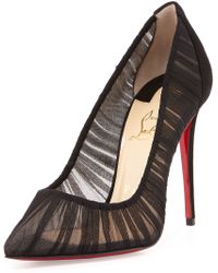 Christian louboutin Follies Lace and Chiffon Pumps in Black | Lyst