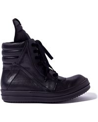 Rick Owens Black Ivory Leather Hightop Geobasket Sneakers in Black | Lyst