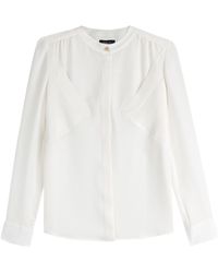 Kate Spade Morgan Bowneck Silk Blouse in White (cream) | Lyst