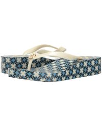 tory burch wedge flip flops tan
