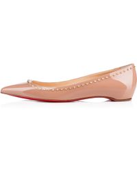 Christian louboutin Anjalina Studded Leather Ballet Flats in Beige ...