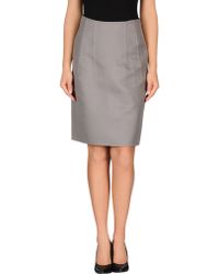 Jil Sander Heather Grey Stretch Wool Midlength Skirt in Gray (grey) | Lyst