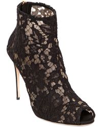 Dolce & Gabbana 110mm Gisele Suede Brocade Low Boots in Black | Lyst