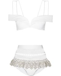 Zimmermann Riot Mesh-Paneled Off-The-Shoulder Bikini - White