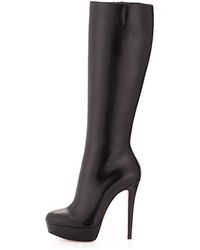 replica christian louboutin shoes - Christian louboutin Lady Suede Knee-high Platform Boots in Black ...