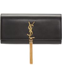 Saint laurent Monogram Crocodile-embossed Leather Tassel Clutch in ...