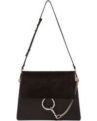 Chlo Faye Medium Tapestry And Leather Shoulder Bag in Black | Lyst