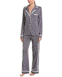 Cosabella Bella Printed Long Sleeve Top & Pant Pajama Set - Gray