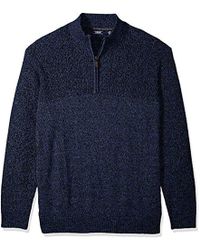 IZOD Mens Big and Tall Newport Marled Quarter Zip 7 Gauge Textured Sweater