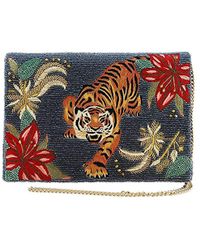 Lyst Judith Leiber Genie Lamp Clutch Bag W Tiger S Eye In Metallic Mary Frances Fierce Beaded Embroidered Tiger Crossbody Clutch Handbag Lyst