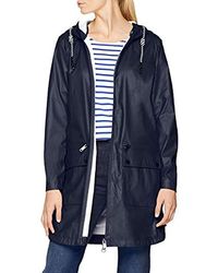 Tom Tailor Damen Trendy Regenmantel mit Kaputze Regenjacke - Blau