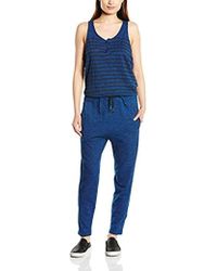 G-Star RAW Lyker Woman Light Weight Indigo Jersey Striped Jumpsuit - Blue