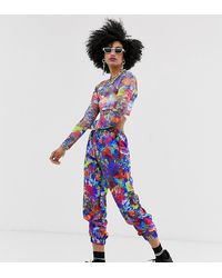 Collusion Floral Neon Nylon jogger - Multicolour