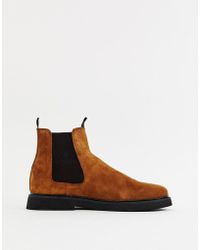 ASOS Lace Up Boots In Brown Leather With Contrast Sole in Wrangler WM162041 Ankle Man Taupe Taupe Schuhe Boots