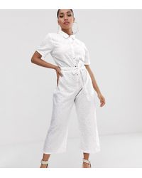 Missguided Combinaison en broderie anglaise façon jupe-culotte - Blanc