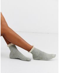 Free People Escapade Space Dye Ruffle Socks - Gray