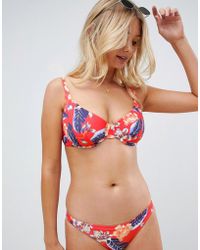 ASOS Recycled Fuller Bust Hawaiian Tropical Print Underwired Bikini Top Dd-g
