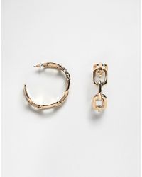Lyst Aldo Ultra Thin Oversized Hoop Earrings In Metallic Asos Statement Hoop Earrings In Oversized Open Chain Design Gold Lyst