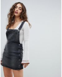 Free People Louise - Jupe en jean style salopette - Noir
