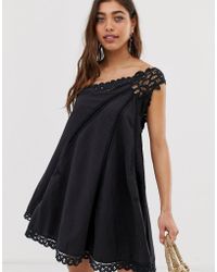 Free People Billie Battenburg - Vestito a trapezio asimmetrico - Nero