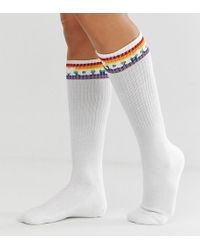 Dr. Martens Pride Rainbow Athletic Logo Socks - White