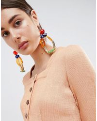 Asos Statement Jewel Bead Loop Earrings Lyst Asos Statement Jewel Bead Loop Earrings Lyst