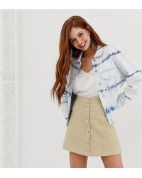 Stradivarius Tie Dye Denim Jacket In Blue