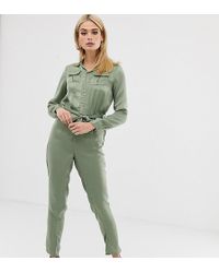 Missguided Combinaison fonctionnelle à ceinture en satin - Vert