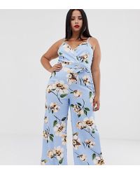 Boohoo Exclusivité - Combinaison caraco avec ceinture à fleurs - Bleu