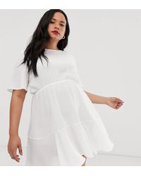 Boohoo Vestito grembiule bianco a balze