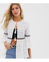 Boohoo Giacca in pizzo ricamato bianco