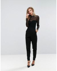 leah mesh & jersey jumpsuit french connection