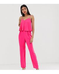 ASOS Doppellagiger Träger-Jumpsuit mit Karottenhose - Pink